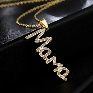 18K gold plated necklace with zircon micro-pave MAMA letter pendant for Mother's Day