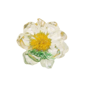 Elegant transparent resin daisy flower charm with yellow center for DIY jewelry making