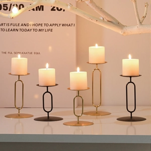 Modern Minimalist Geometric Iron Candle Holder Nordic Oval Candlestick For Home Table Desktop Decoration Wedding