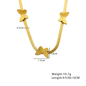 Detailed dimensions of gold butterfly necklace with 0.3cm chain and pendant measurements