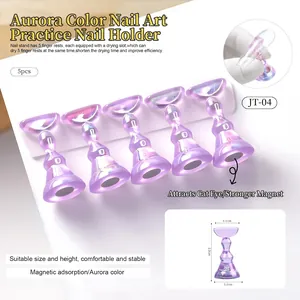 Macro detail of aurora purple magnetic nail stands with iridescent finish for art practice