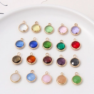 Set of 20 faceted crystal charms with gold-plated copper edges for DIY jewelry making
