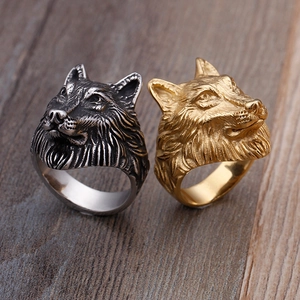 Wolf Head Ring Stainless Steel Vintage Punk Gothic Domineering Animal Jewelry For Men