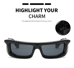 Close-up of durable metal hinge details and black frame on Y2K rectangular sunglasses