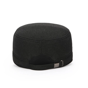 Casquette d'hiver en laine avec protection d'oreilles et sangle réglable gris foncé