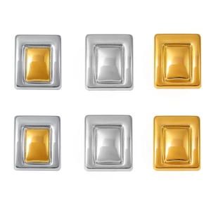 Boucles d'oreilles rectangulaires polies en acier inoxydable PVD or et argent