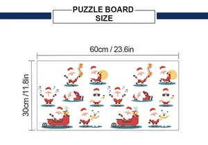 Detailed dimension guide showing 60x30cm Christmas wall sticker layout with Santa motifs