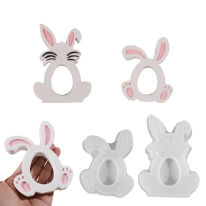 Easter Rabbit Silicone Mold Hollow Bunny DIY Candlestick Resin Casting Tool Table Ornament Decoration