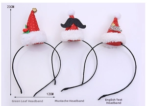 Three-pack Christmas mini hat headbands with dimensions 23cm by 12cm for party decor