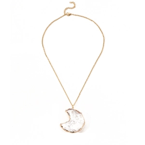 White Crystal Natural Stone Moon Heart Pendant Necklace Gold Plated Alloy Chain For Women Fashion Jewelry