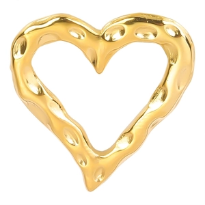 Polished 18k gold heart pendant with unique hammered texture on white background
