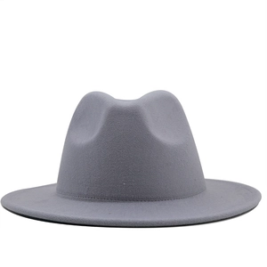 Classic gray wool fedora hat with a wide flat brim and structured crown for men and women