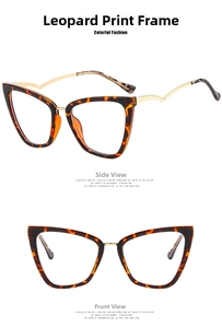 Cat-eye blue light glasses with tortoise frame and gold metal temples in dual view
