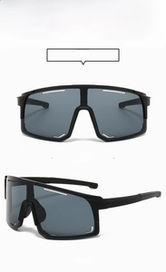 Front and side view of black matte large frame photochromic sports sunglasses