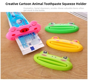 Detail of cute animal-shaped manual toothpaste squeezers for tubes and cleansers
