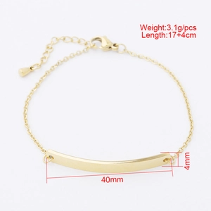 Polished titanium steel chain bracelet with a sleek curved bar and adjustable lobster clasp