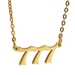 Angel Number Necklace 111-999 18K Gold Plated 304 Stainless Steel Gothic Old English Pendant Jewelry For Women Men