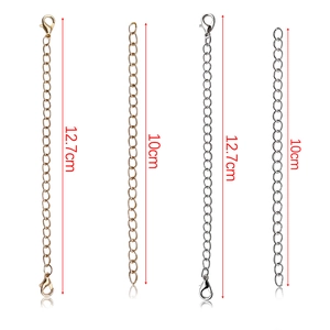 Gold and silver extension chains with lobster clasps in 10cm and 12.7cm sizes