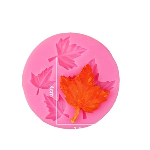 Pink silicone mold for pumpkin and maple leaf crafts with 4cm diameter dimensions