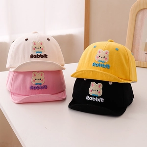 Baby Soft Brim Baseball Cap Cotton Cute Rabbit Embroidery Adjustable Sun Protection Hat For Toddler Infants