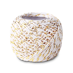 Three-strand white and gold cotton baker's twine for DIY crafts and gift packaging