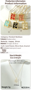 Detailed tarot pendant necklaces with snake motif and colorful enamel zircons