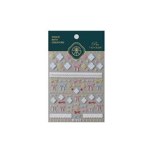 3D embossed nail art stickers with gold bow ties and floral patterns, model M-910