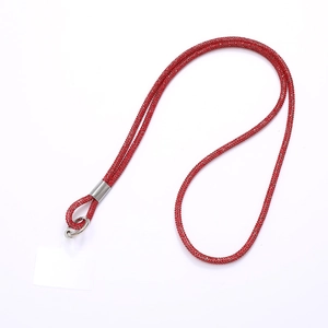 Luxury red rhinestone crossbody phone lanyard with silver metal clip and attachment pad