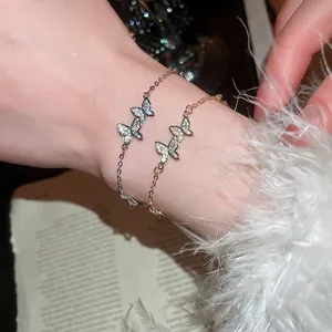 Elegant butterfly zircon bracelets in silver and gold plating for a sweet minimalist look