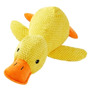Jouet interactif pour chien en peluche canard jaune en tissu de velours de maïs