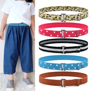 Adjustable elastic children's belts with magnetic buckles in five assorted patterns