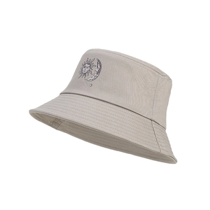 Cappello a secchiello beige alla moda con ricamo sole e luna per protezione solare
