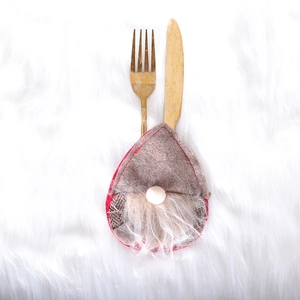Christmas gnome cutlery holder with red and grey felt for festive holiday table settings