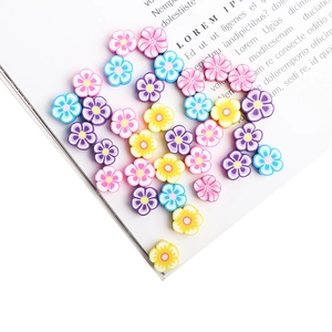 Colorful plum blossom polymer clay flower beads for DIY jewelry and bracelets