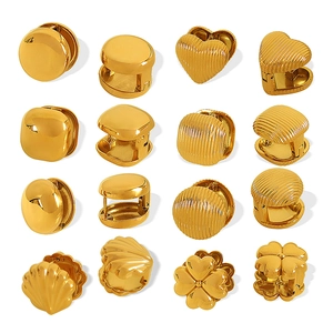 Boucles d'oreilles en acier titane doré en forme de cœur, trèfle et coquillage