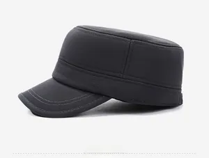 Close-up of charcoal grey cadet cap with metallic R-shield logo and reinforced brim