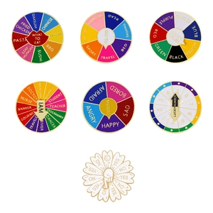 Broches rotatives en émail avec roue de décision pour nourriture et humeur