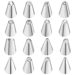 Set of 16 professional stainless steel piping nozzles for cake decorating and DIY baking