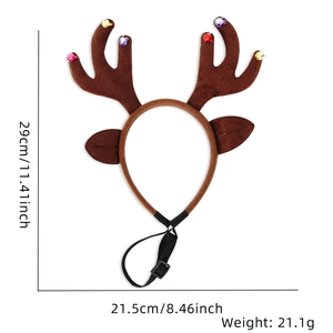 Verstellbares Weihnachts-Rentier-Geweih Stirnband für Haustiere mit Größenangaben