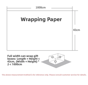 Size guide for 10m x 43cm kraft wrapping paper roll with gift box calculation formulas
