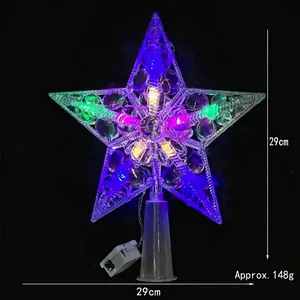 Luminous 29cm transparent LED Christmas star tree topper with multi-color lighting detail