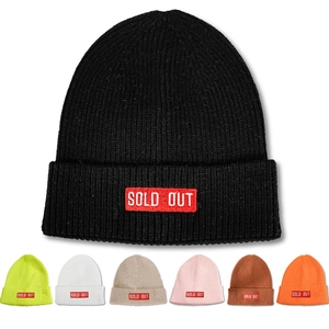 Bonnet En Tricot Beanie Acrylique Côtelé Chaud Hiver Streetwear Patch Sold Out Pour Femmes Hommes Hip Hop