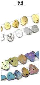 Macro detail of irregular metallic beads with polished plating and natural textures