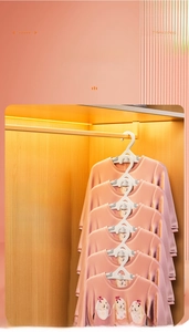 Vertical stacking design for children's telescoping clothes hangers to save closet space