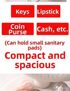 Detail view of mini canvas coin purse showing storage for keys, lipstick and cash