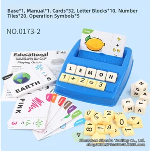 Educational spelling and math learning set with letter blocks, number tiles and cards