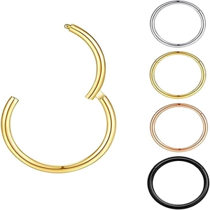 Five-piece 316L stainless steel hinged segment rings in gold silver and black colors