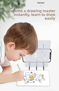 Optical tracing board for sketching with phone holder stand and clear reflection lens
