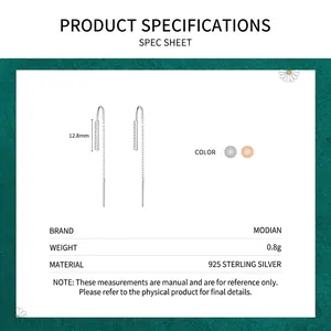 Minimalist S925 sterling silver long drop earrings with geometric bar pendant measurements