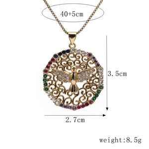 Tableau des tailles détaillé pour pendentif aigle plaqué or 18 carats et gemmes